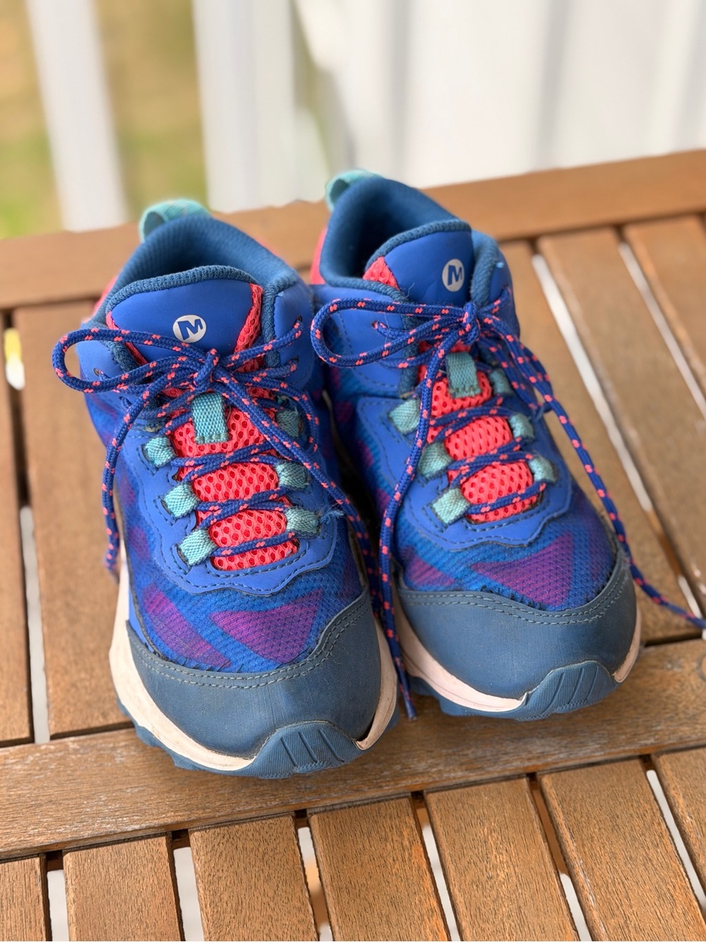 Kids Merrell Hiking Boots, Trail Shoes, Waterproof Blue and Pink, size 13
